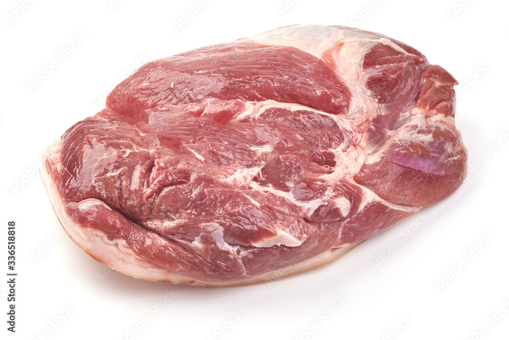 Raw meat, pork shoulder blade, isolated on white background