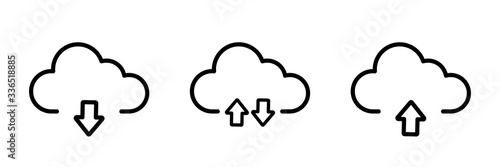 Cloud download vector isolated icon. Vector linear isolated technology signs. Global network connection. Collection with download cloud.
