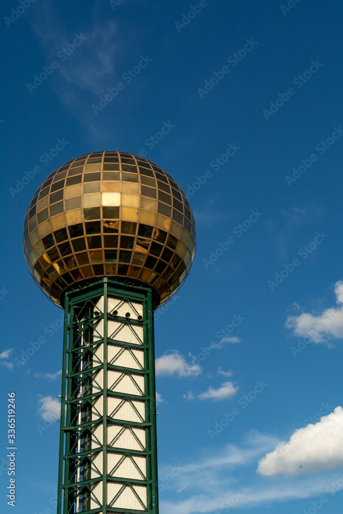 Knoxville, Tennessee / USA - July 30th, 2019: The Sunsphere on a beautiful Summer afternoon.