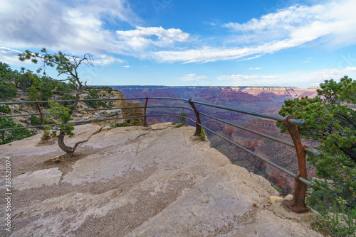 trail view point on the rim trail at the south rim of grand canyon in arizona, usa photo