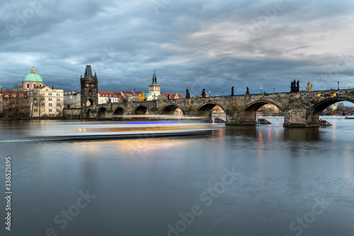 Charles Bridge over Vltava river in Prague, Czech Republic.