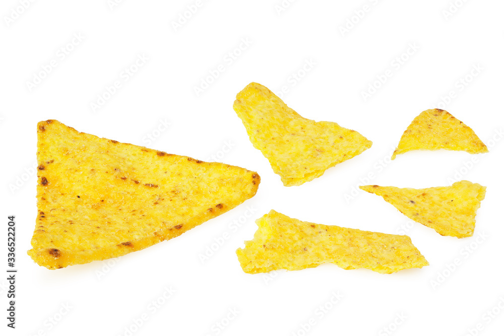 corn chips nachos isolated on white background corn chips nachos isolated on white background