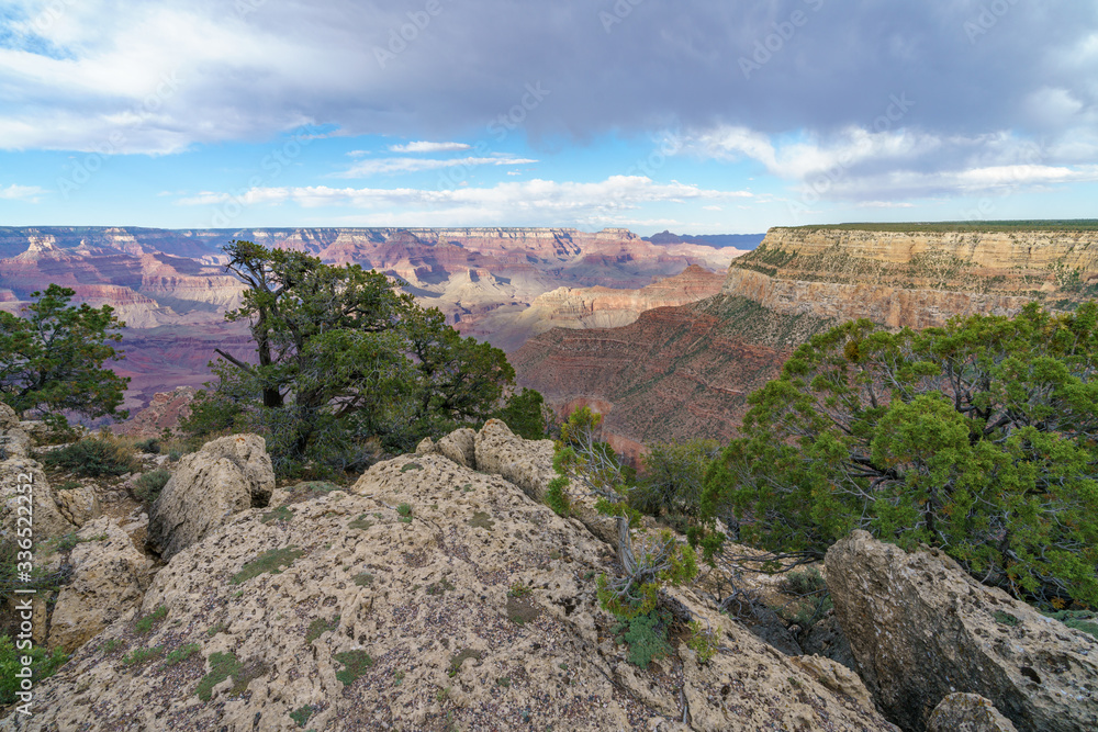maricopa point on the rim trail at the south rim of grand canyon in arizona, usa