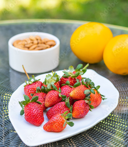 Strawberries with orange and almond