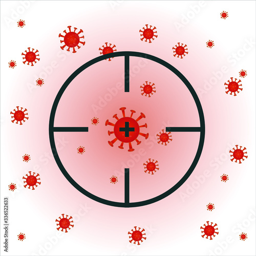 Coronavirus target, virus icon, COVID-2019 sight sniper, outbreak coronavirus, pandemic, medical, healthcare, infectious, virology, epidemiology concept, corona virus 2019-nCoV crosshair and aim