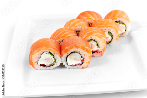 Japanese rolls Japanese cuisine on a white background