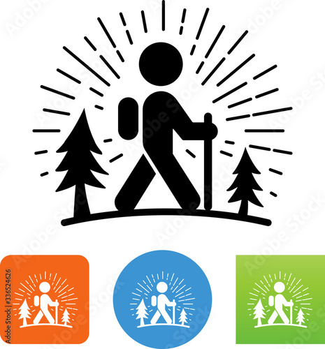 Hiker Walking Through Woods Icon