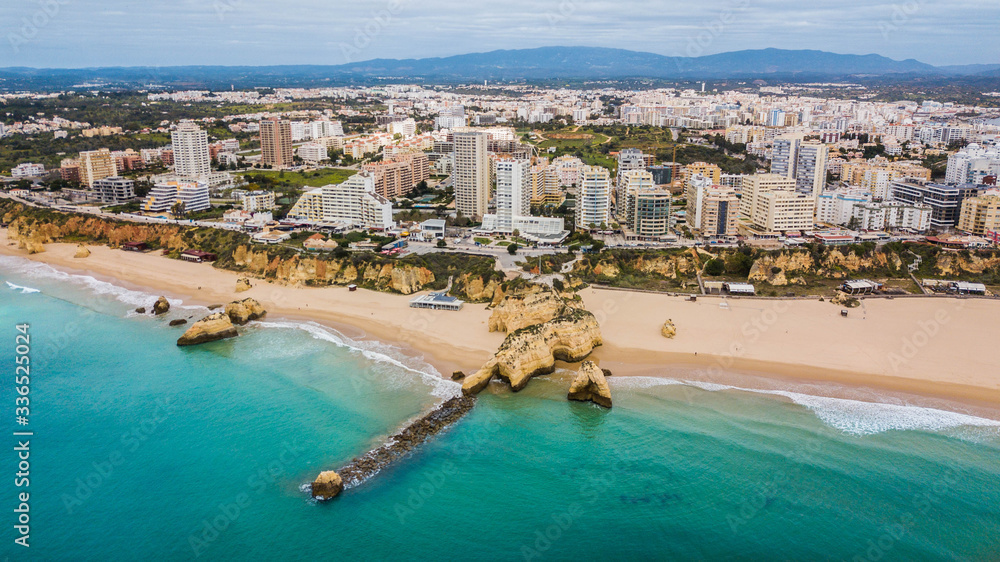 Fototapeta premium Aerial view of the beaches of Portimão, Algarve, Portugal