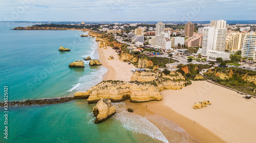 Aerial view of the beaches of Portimão, Algarve, Portugal