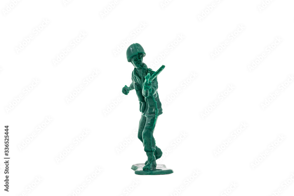 Green toy soldiers on white background. Soldier two on six models. (2/6) Picture seven on sixteen viewing angles. (07/16) Green toy soldiers on white background. Soldier two on six models. (2/6) Picture seven on sixteen viewing angles. (07/16)