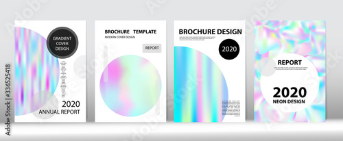 Holographic Gradient Vector Background. Fluid Holo Bright Trendy Layout. 