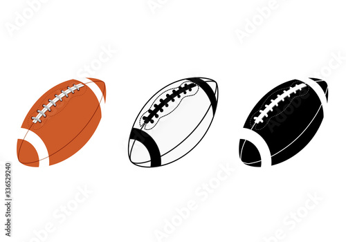 Rugby ball icon. line and glyph version, outline and filled vector sign. American football ball linear and full pictogram. Symbol, logo illustration. Different style icons set