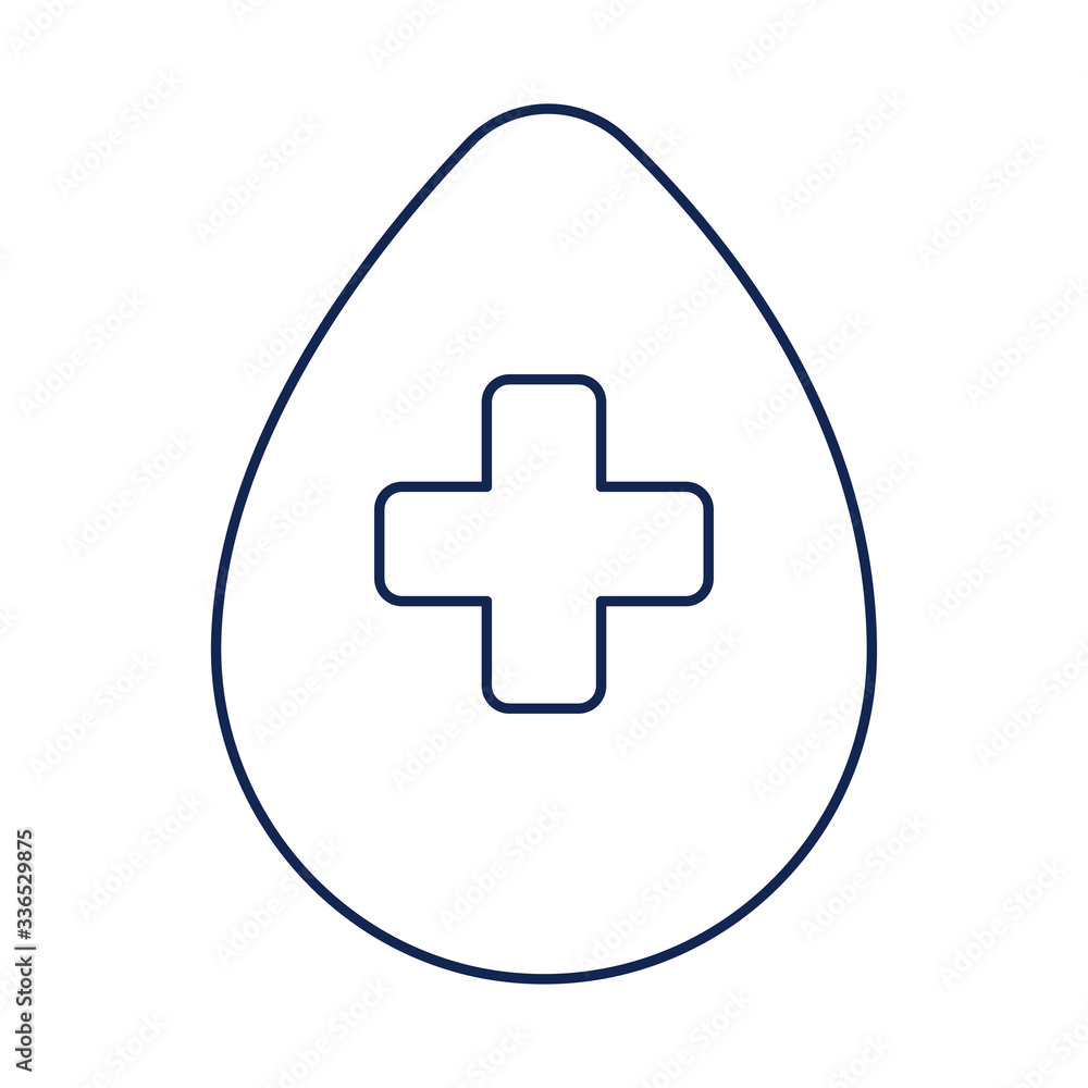 medical cross in a drop of water, line style icon medical cross in a drop of water, line style icon