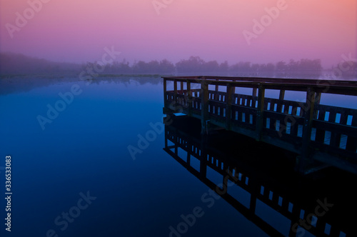 Obraz na płótnie Foggy sunrise glow at Brazos Bend State Park, Texas, USA