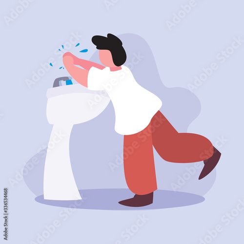 Avatar man washing hands vector design