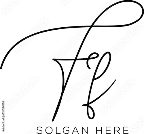 FF initial logo handwriting template vector