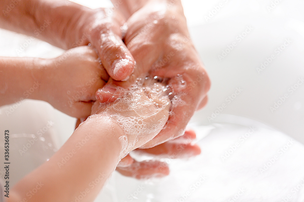 Washing hands rubbing with soap for corona virus prevention Washing hands rubbing with soap for corona virus prevention