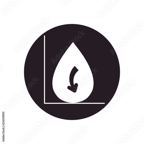 oil crash concept, graphic chart with oil drop icon, silhouette style