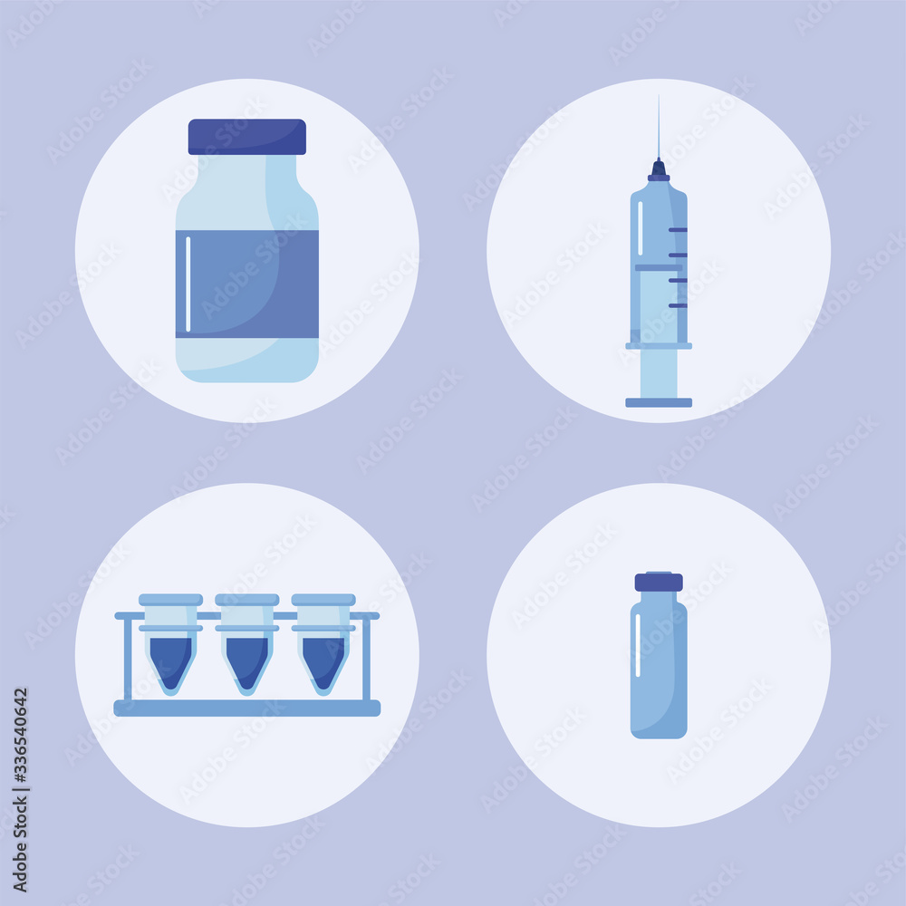 set of icons laboratory and vaccination set of icons laboratory and vaccination