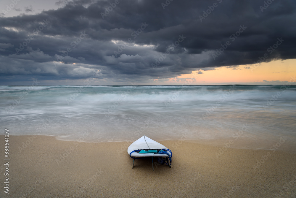 Surfboard on the beach, Sydney Australia
