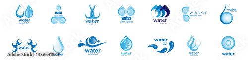 Water Splash Vector And Drop Set - Isolated On White. Vector Collection Of Flat Water Splash and Drop Logo. Icons For Droplet, Water Wave, Rain, Raindrop, Company Logo And Bubble Design