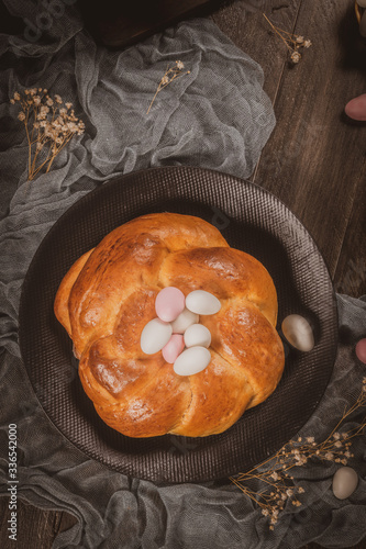 Easter folar with sugar almonds photo