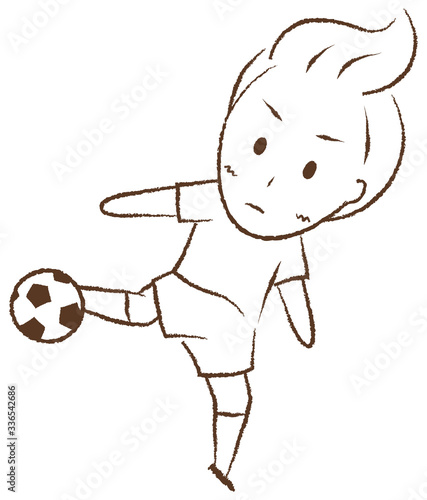 Boy playing football "volley shot"