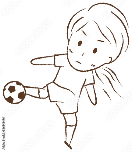 サッカーをする女の子　シュート