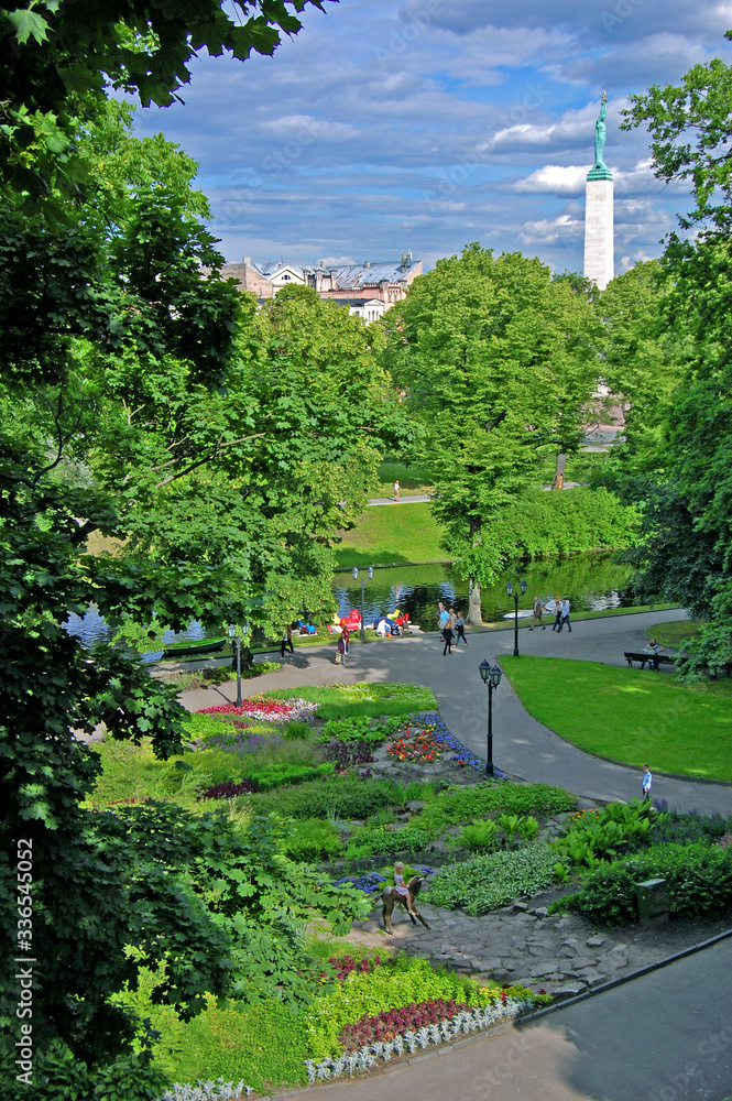 JULY 5, 2011 - RIGA, LATVIA: Beautiful Bastejkalns park view in summer day