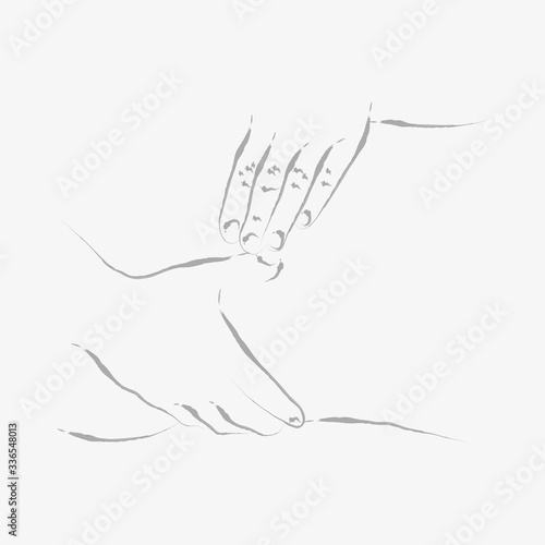 Hand Therapies: Physiotherapy, Osteopathy, Kinesiology, Massage - Continuous Line Seamless Hand-Drawn Illustration, Minimalist Single Line Drawing.