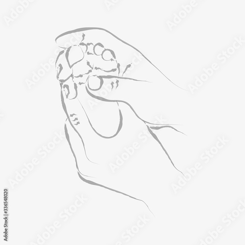 Hand Therapies for Babies: Physiotherapy, Osteopathy, Kinesiology, Massage - Continuous Line Seamless Hand-Drawn Illustration, Minimalist Single Line Drawing.