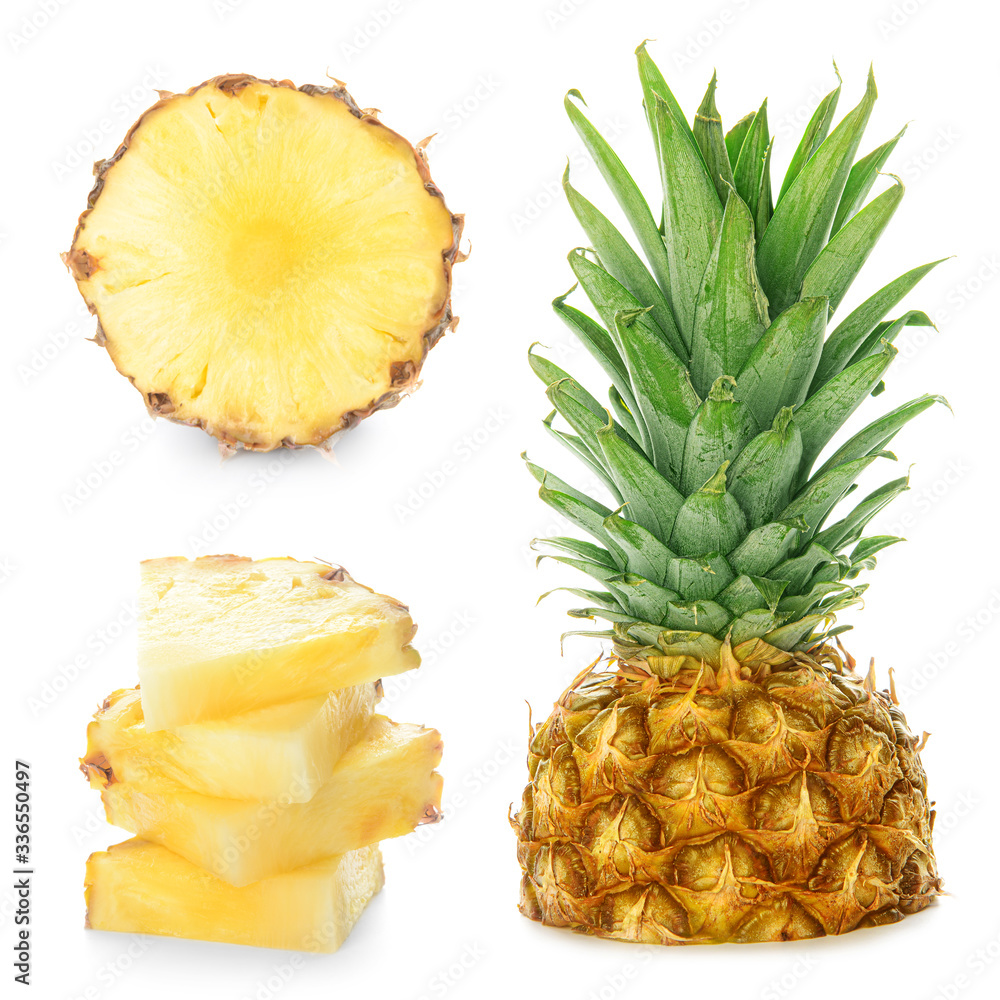 Fresh cut pineapple on white background Fresh cut pineapple on white background