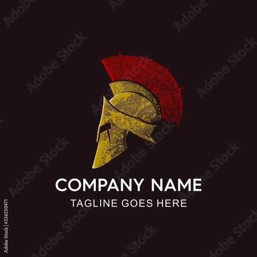 Vintage Spartan Helmet Illustration Logo