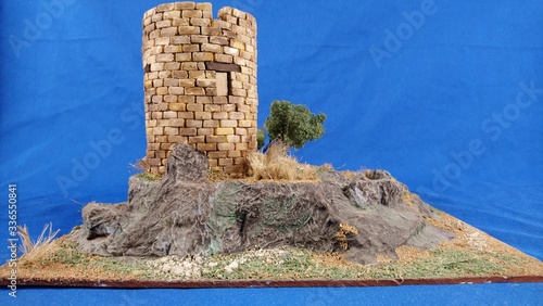 Model of a tower on a mound photo