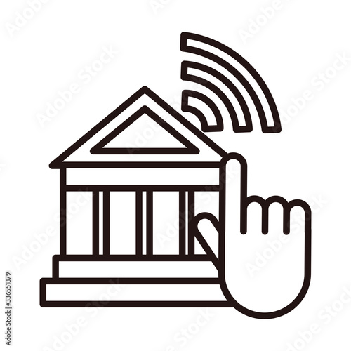 clicking bank website shopping or payment mobile banking line style icon