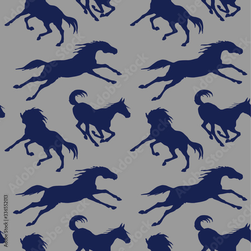 dark blue silhouettes of sports horses  isolated on a colored background  pattern for decoration  Equestrian sports