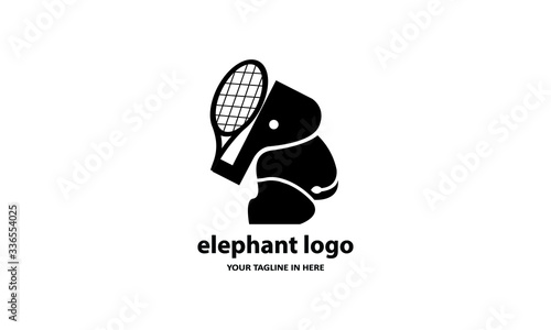 The elephant sport design concept holds a tennis racket and badminton  © wodeol99