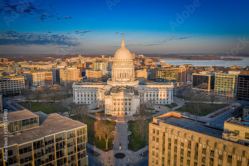 Madison Wisconsin Isthmus and Capitol at sunrise photo