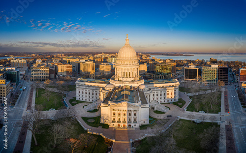 Madison Wisconsin Isthmus and Capitol at sunrise photo