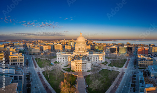 Madison Wisconsin Isthmus and Capitol at sunrise photo