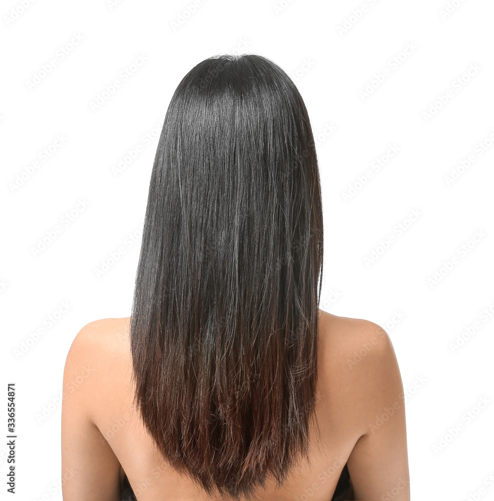 Young Asian woman with beautiful hair on white background Young Asian woman with beautiful hair on white background