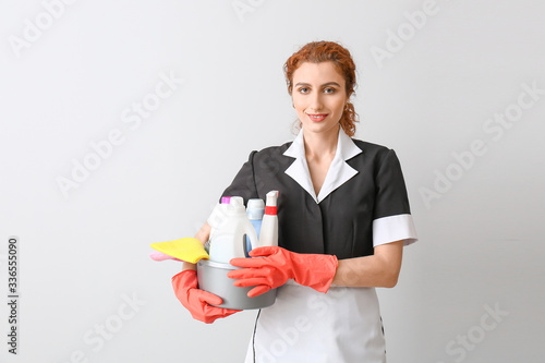 Beautiful young chambermaid...