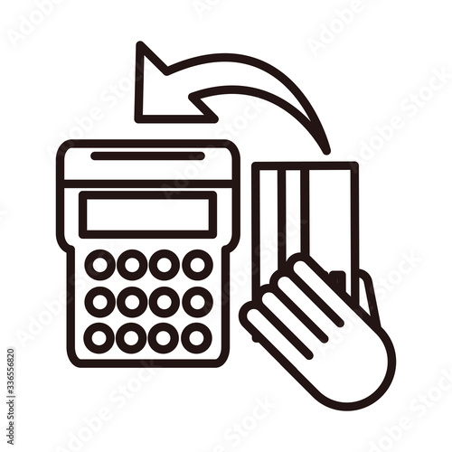 pos terminal bank card shopping or payment mobile banking line style icon