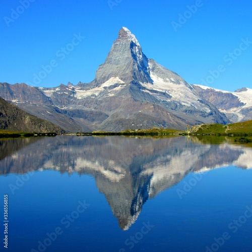 The Matterhorn and it's reflection off of Lake Stellisee. 