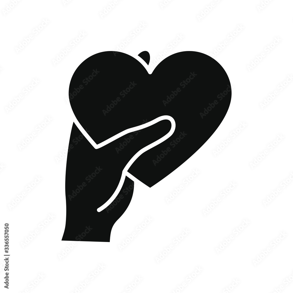humanitarian aid concept, hand holding a heart icon, silhouette style humanitarian aid concept, hand holding a heart icon, silhouette style