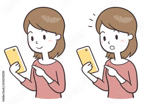 女性　スマートフォン