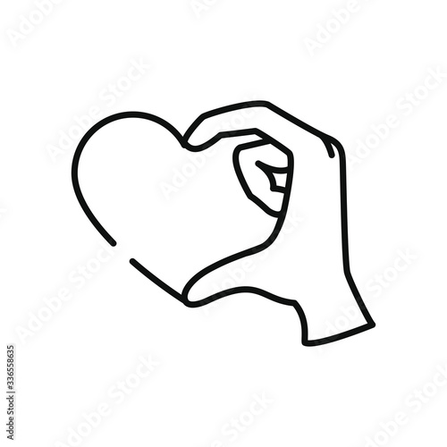 charity and donation concept, hand with heart icon, line style