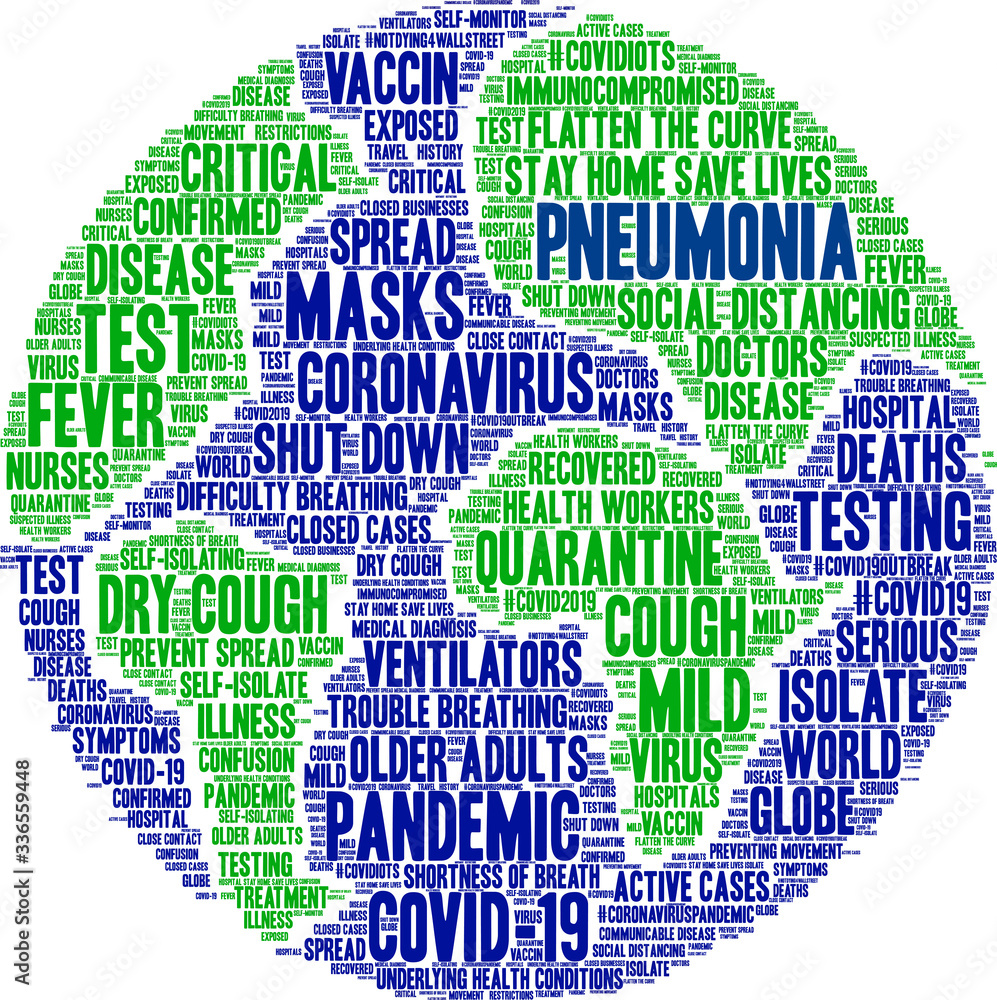 Pneumonia word cloud on a white background. Pneumonia word cloud on a white background.