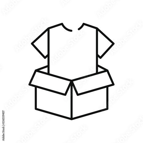charity and donation concept, box with clothes icon, line style