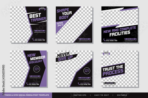 Modern Gym Fitness social media post design template Premium Vector